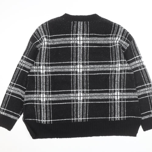 Marks and Spencer Women’s Black Check Knit Pullover Jumper Medium