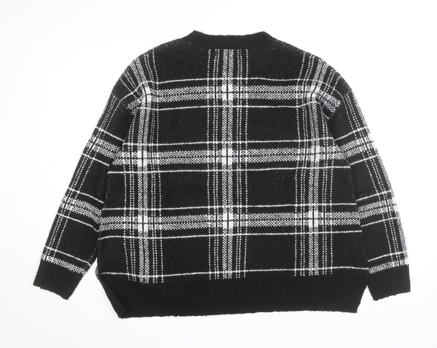 Marks and Spencer Women’s Black Check Knit Pullover Jumper Medium