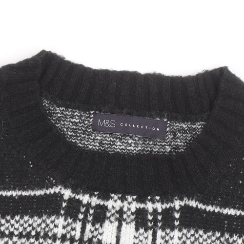 Marks and Spencer Women’s Black Check Knit Pullover Jumper Medium