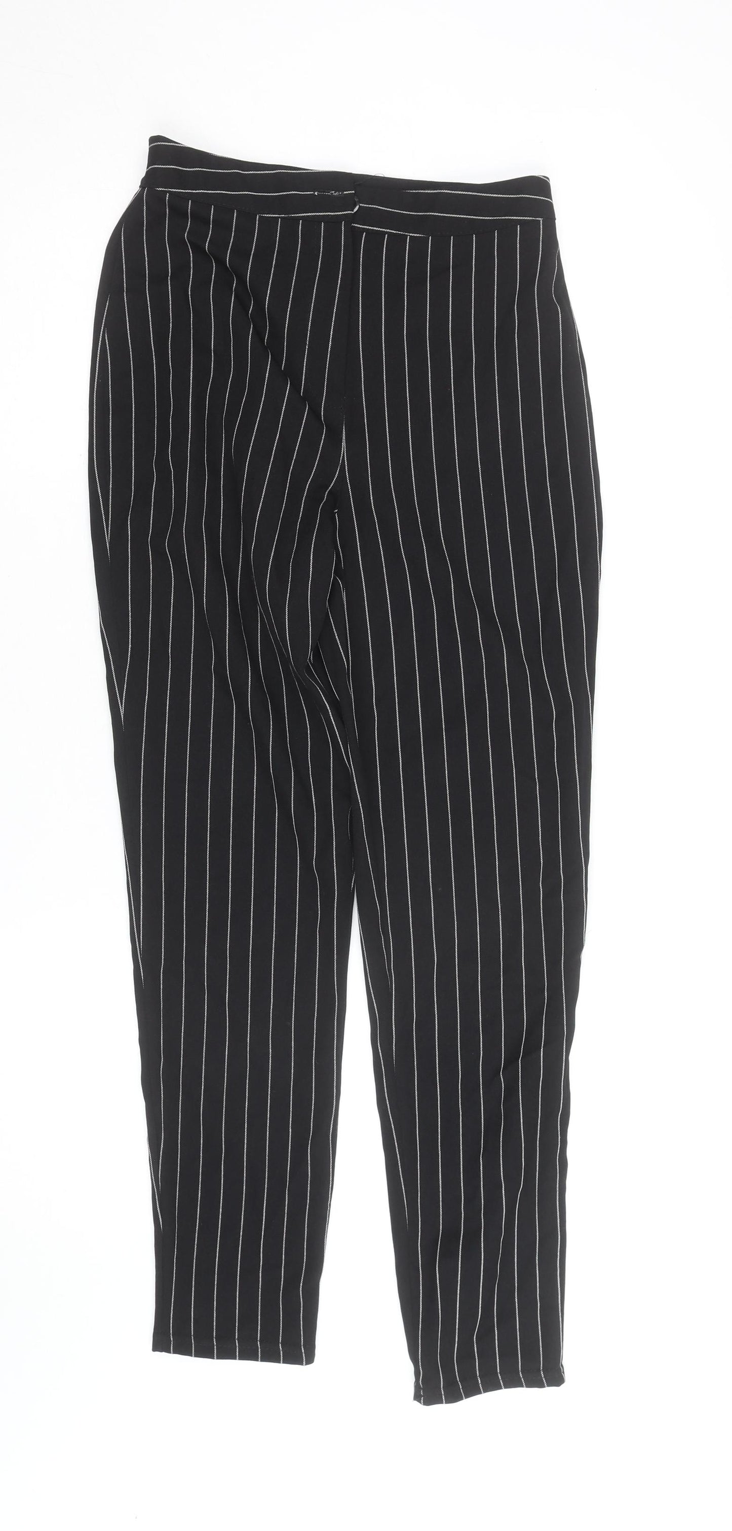 Boohoo Tall Women's Black Pinstripe Trousers Size 6 Slim Fit
