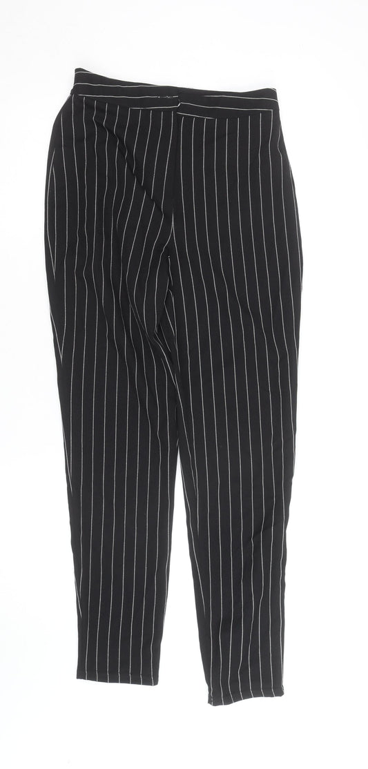 Boohoo Tall Women's Black Pinstripe Trousers Size 6 Slim Fit