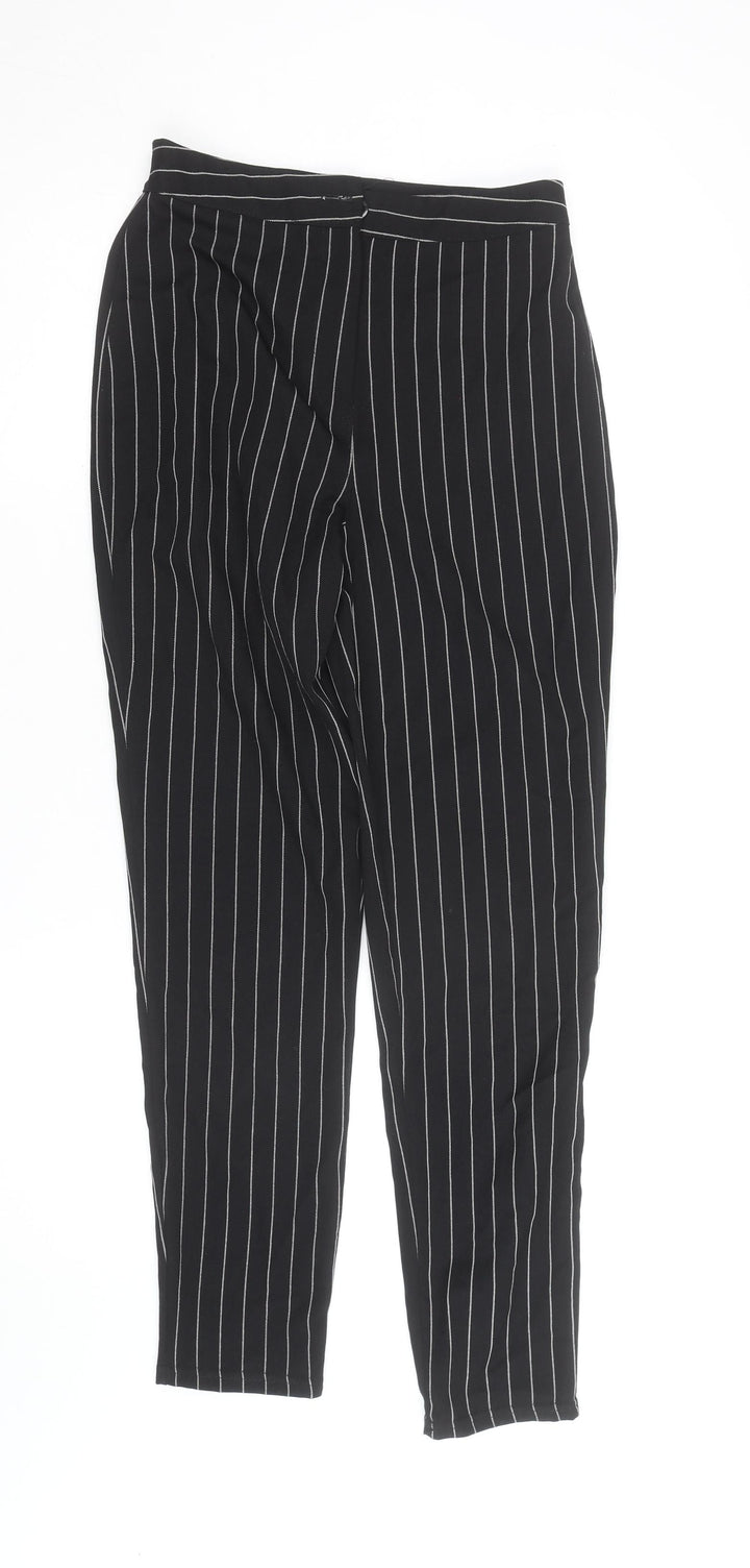 Boohoo Tall Women's Black Pinstripe Trousers Size 6 Slim Fit