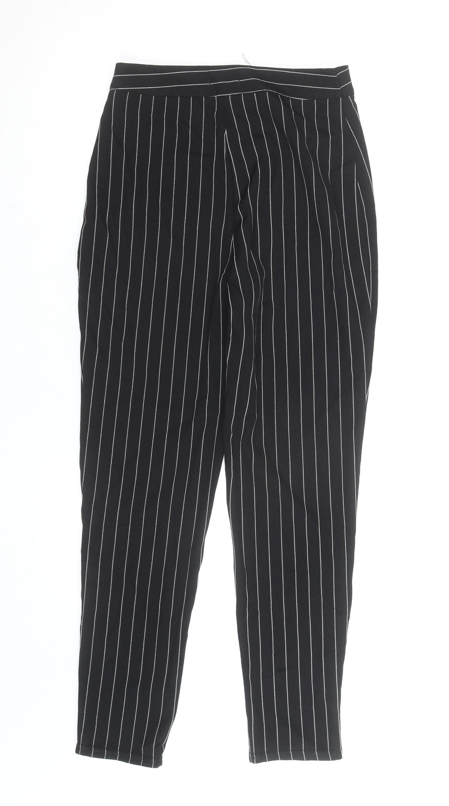 Boohoo Tall Women's Black Pinstripe Trousers Size 6 Slim Fit