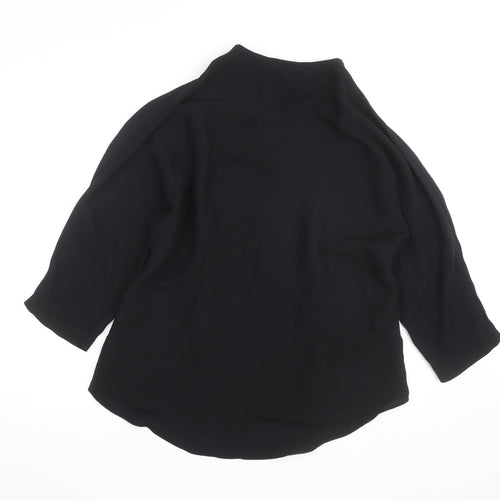 River Island Women’s Black High Neck 3/4 Sleeve Blouse Size 14