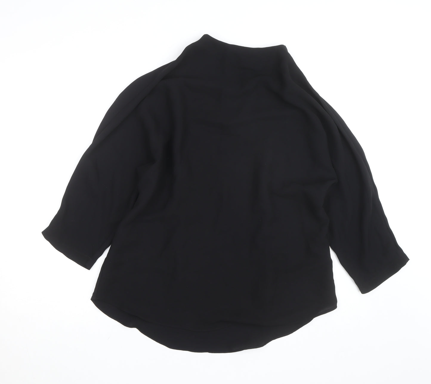 River Island Women’s Black High Neck 3/4 Sleeve Blouse Size 14
