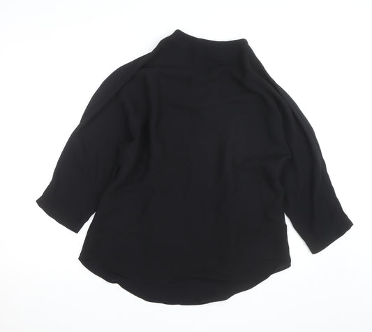 River Island Women’s Black High Neck 3/4 Sleeve Blouse Size 14