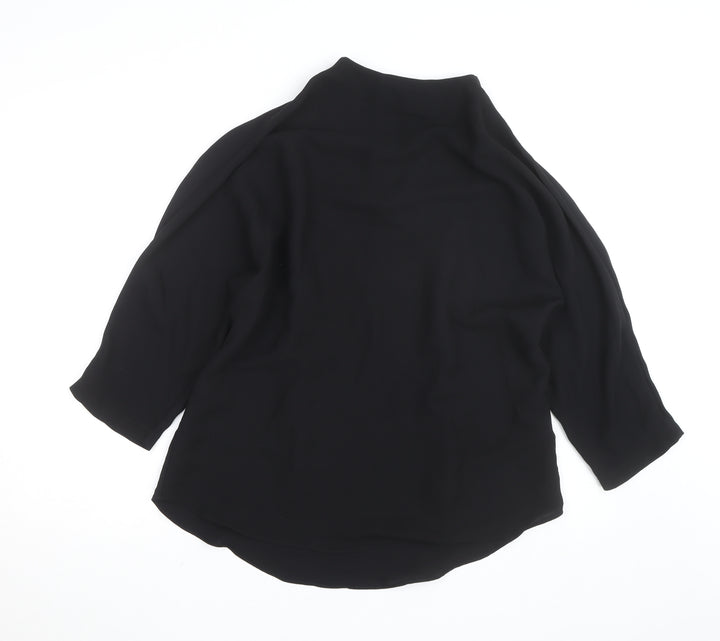 River Island Women’s Black High Neck 3/4 Sleeve Blouse Size 14