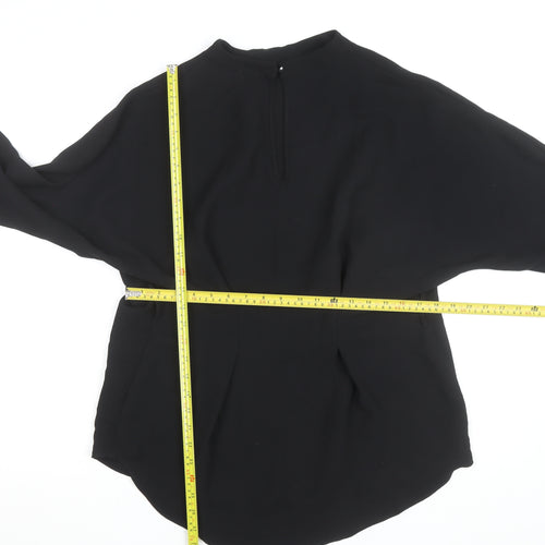 River Island Women’s Black High Neck 3/4 Sleeve Blouse Size 14