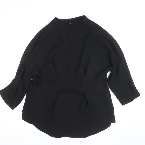 River Island Women’s Black High Neck 3/4 Sleeve Blouse Size 14