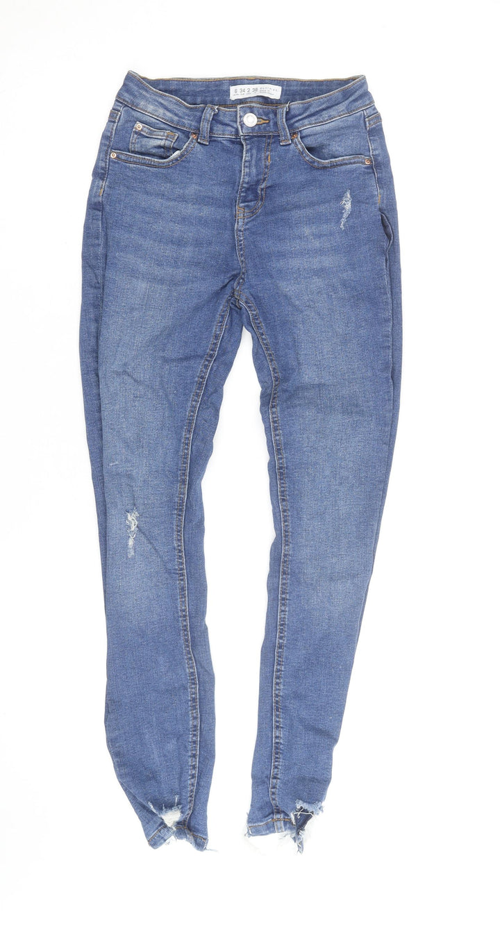 Denim Co. Women's Blue Skinny Distressed Jeans Size 6