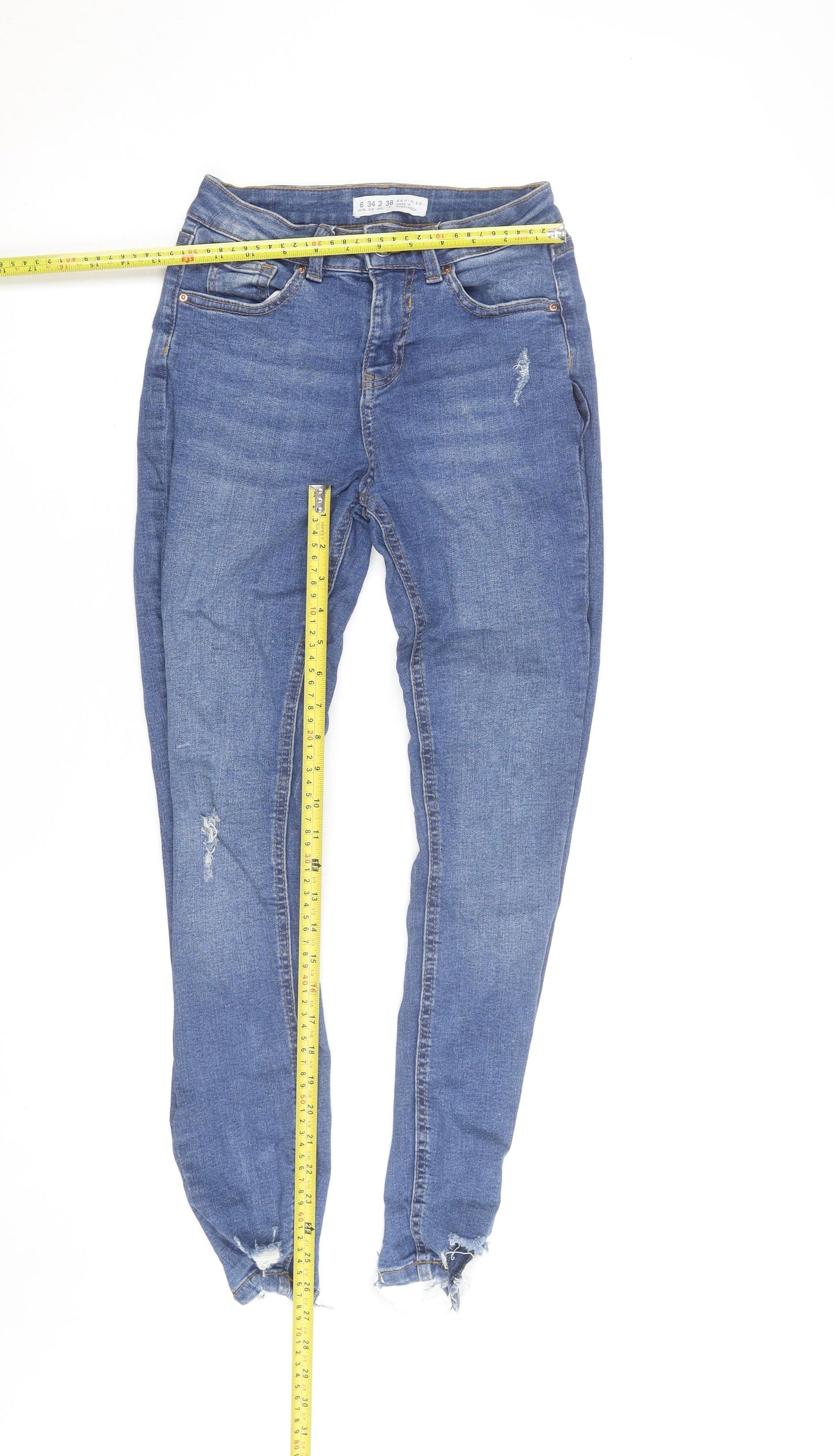 Denim Co. Women's Blue Skinny Distressed Jeans Size 6