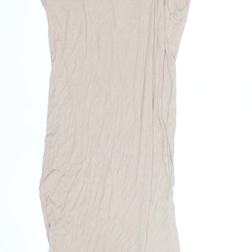 Rise Beige Ribbed Slip Dress Women Size 12/14 Midi Polyester