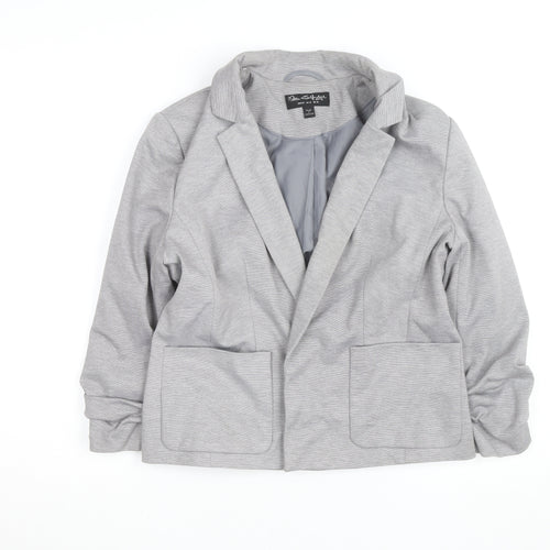 Miss Selfridge Women's Grey Size 14 Tailored Jersey Blazer