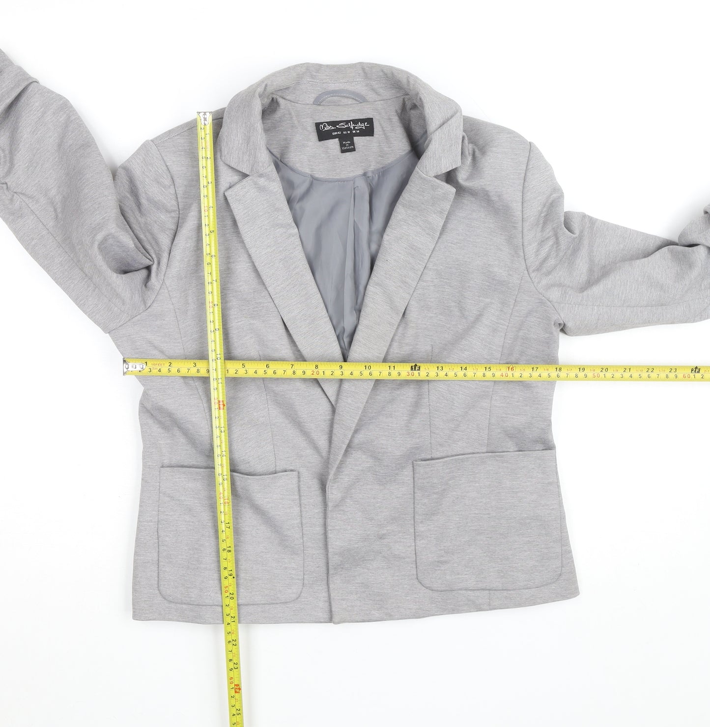 Miss Selfridge Women's Grey Size 14 Tailored Jersey Blazer