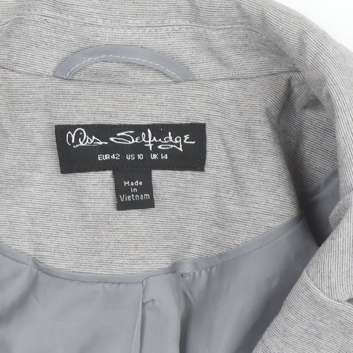 Miss Selfridge Women's Grey Size 14 Tailored Jersey Blazer