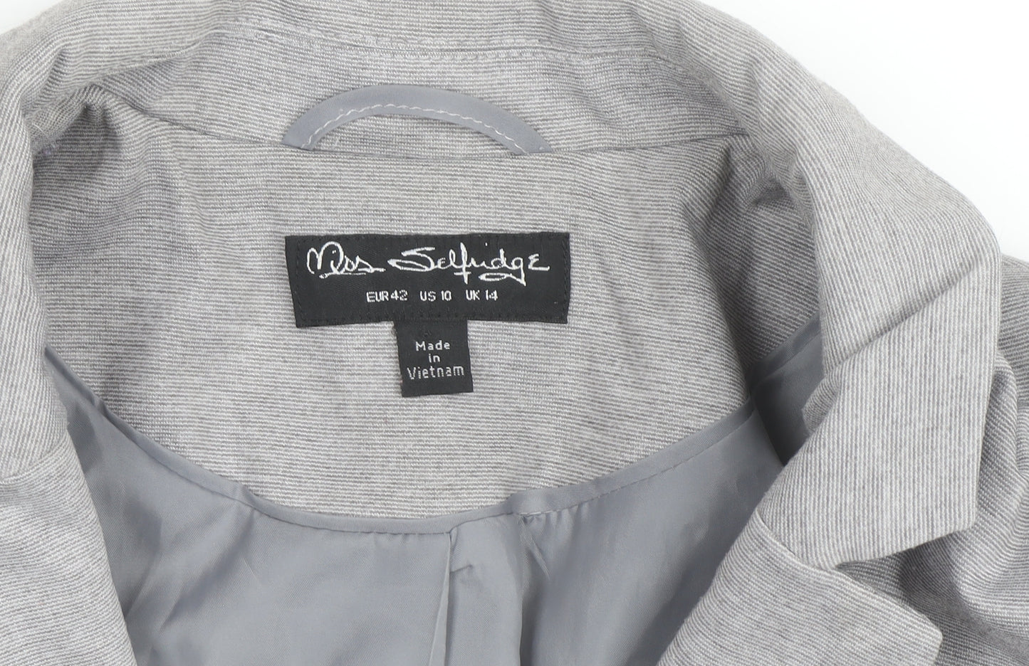 Miss Selfridge Women's Grey Size 14 Tailored Jersey Blazer