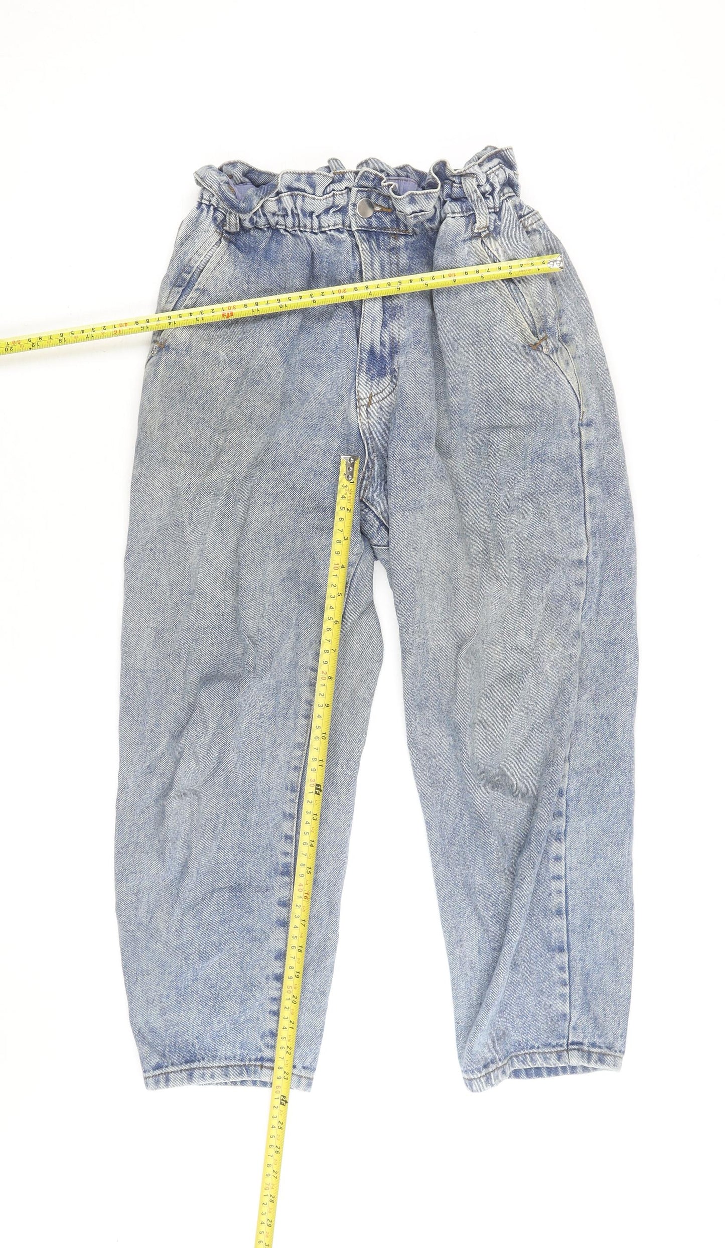 Savida Women’s Blue High Rise Paperbag Relaxed Fit Jeans Size 10