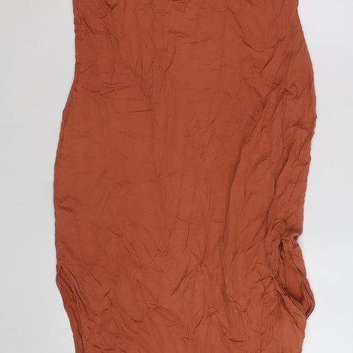 River Island Women's Brown Embroidered Slip Dress Size 8 Midi