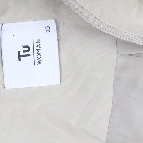 Tu Women’s Beige Hooded Parka Coat Size 20 Lightweight Long Jacket