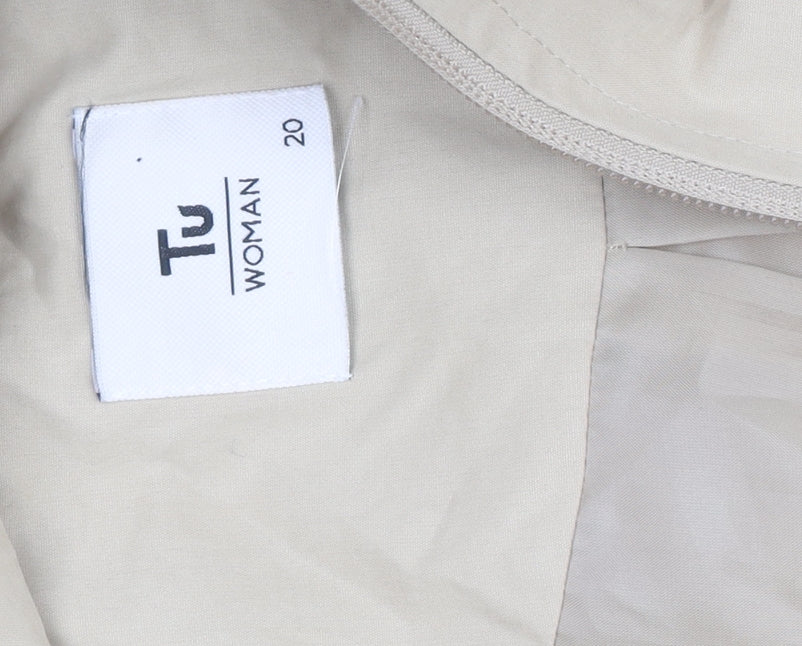 Tu Women’s Beige Hooded Parka Coat Size 20 Lightweight Long Jacket