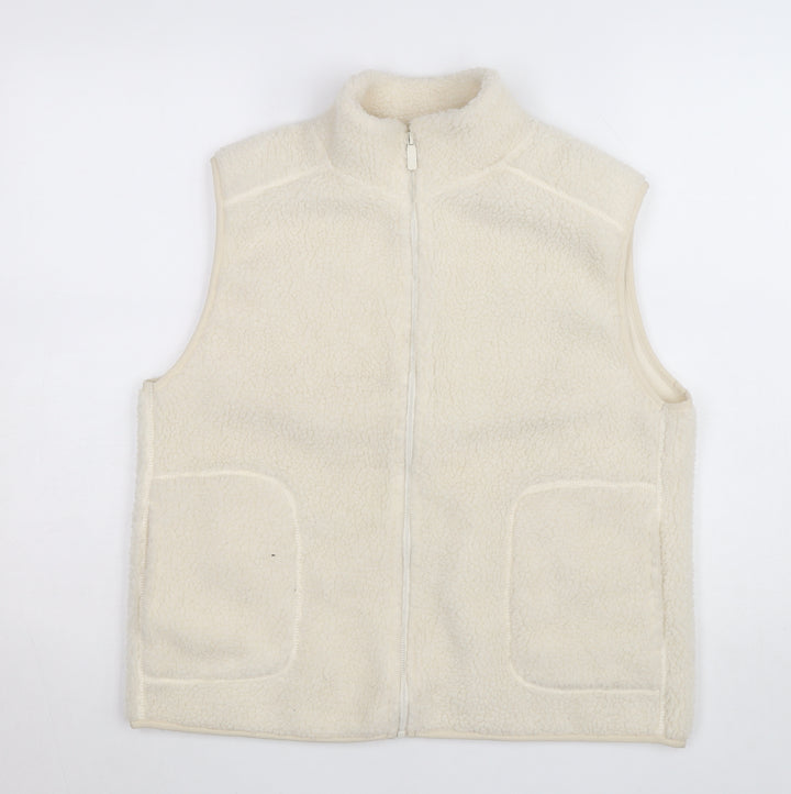 Primark Women Ivory Fleece Zip Waistcoat Bodywarmer Size M