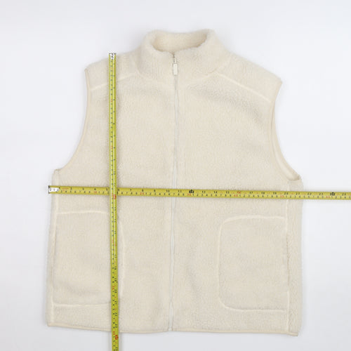Primark Women Ivory Fleece Zip Waistcoat Bodywarmer Size M