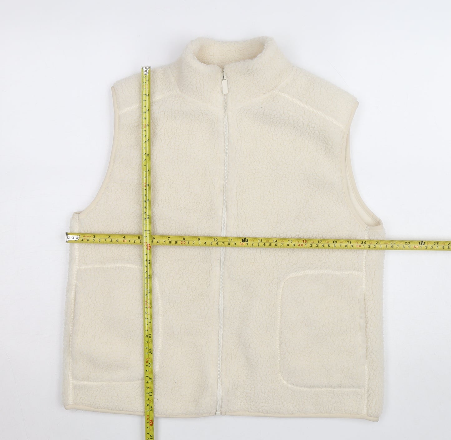 Primark Women Ivory Fleece Zip Waistcoat Bodywarmer Size M
