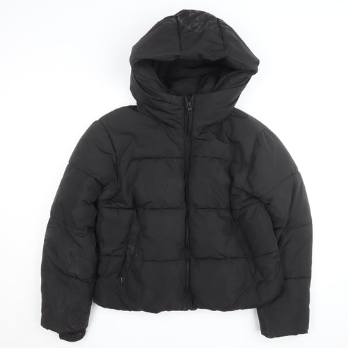Stradivarius Women Black Size 12 Puffer Jacket Hooded Short