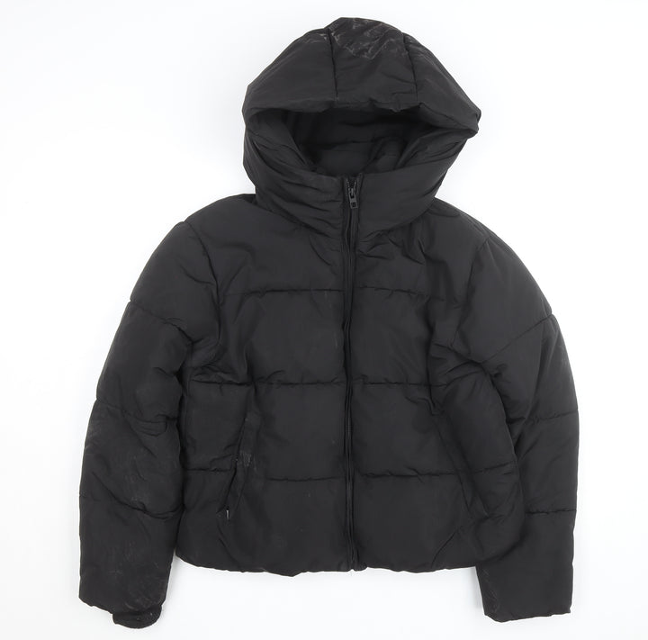 Stradivarius Women Black Size 12 Puffer Jacket Hooded Short