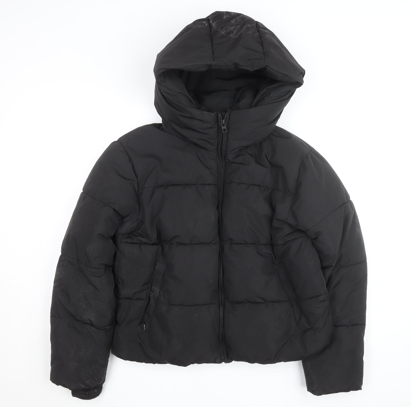 Stradivarius Women Black Size 12 Puffer Jacket Hooded Short