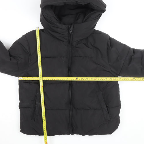 Stradivarius Women Black Size 12 Puffer Jacket Hooded Short