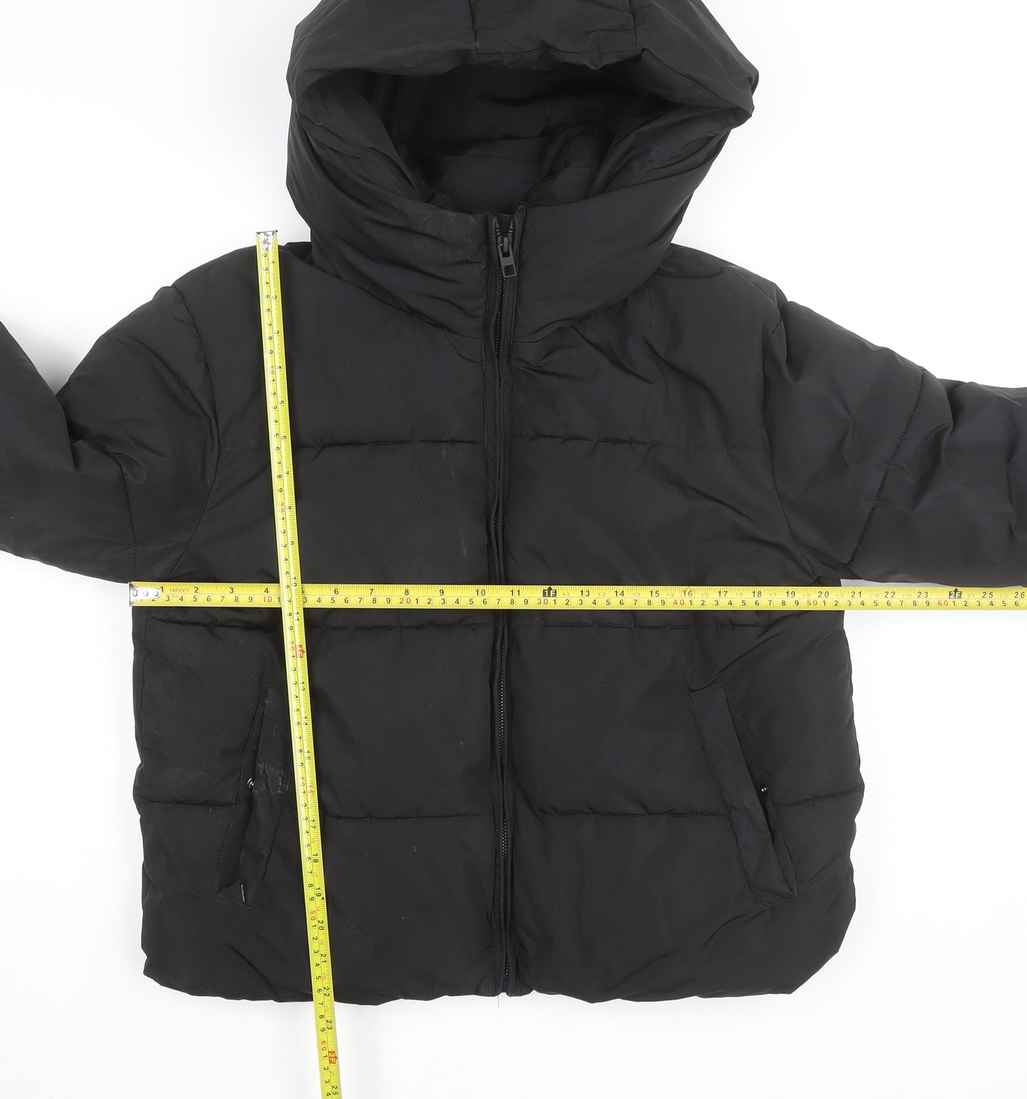Stradivarius Women Black Size 12 Puffer Jacket Hooded Short