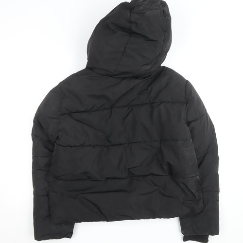 Stradivarius Women Black Size 12 Puffer Jacket Hooded Short