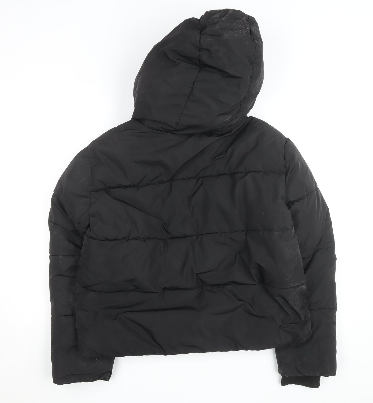 Stradivarius Women Black Size 12 Puffer Jacket Hooded Short