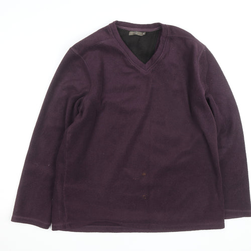 TU Men's Purple Fleece V-Neck Pullover Jumper XL