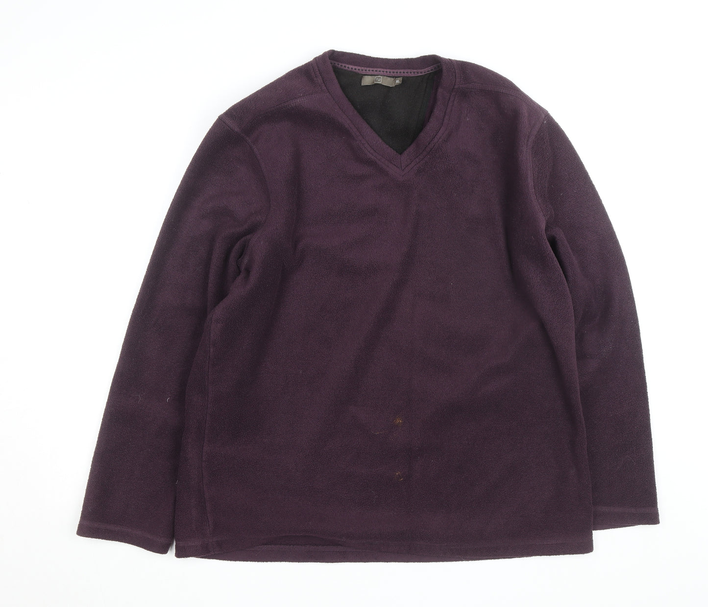 TU Men's Purple Fleece V-Neck Pullover Jumper XL