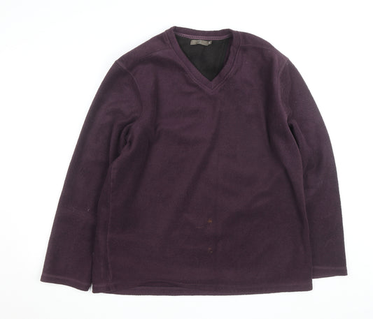 TU Men's Purple Fleece V-Neck Pullover Jumper XL