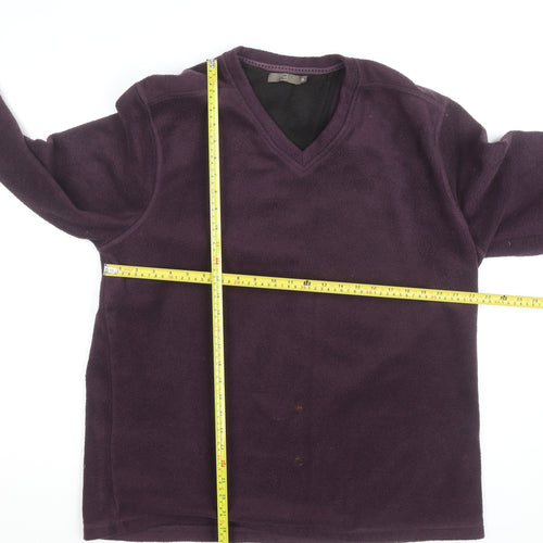 TU Men's Purple Fleece V-Neck Pullover Jumper XL