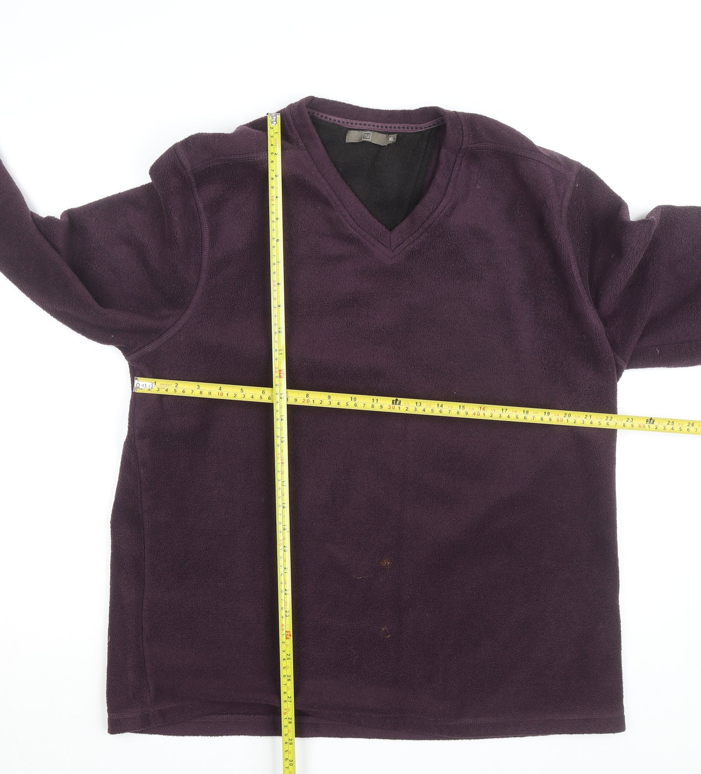 TU Men's Purple Fleece V-Neck Pullover Jumper XL