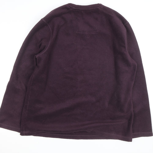 TU Men's Purple Fleece V-Neck Pullover Jumper XL