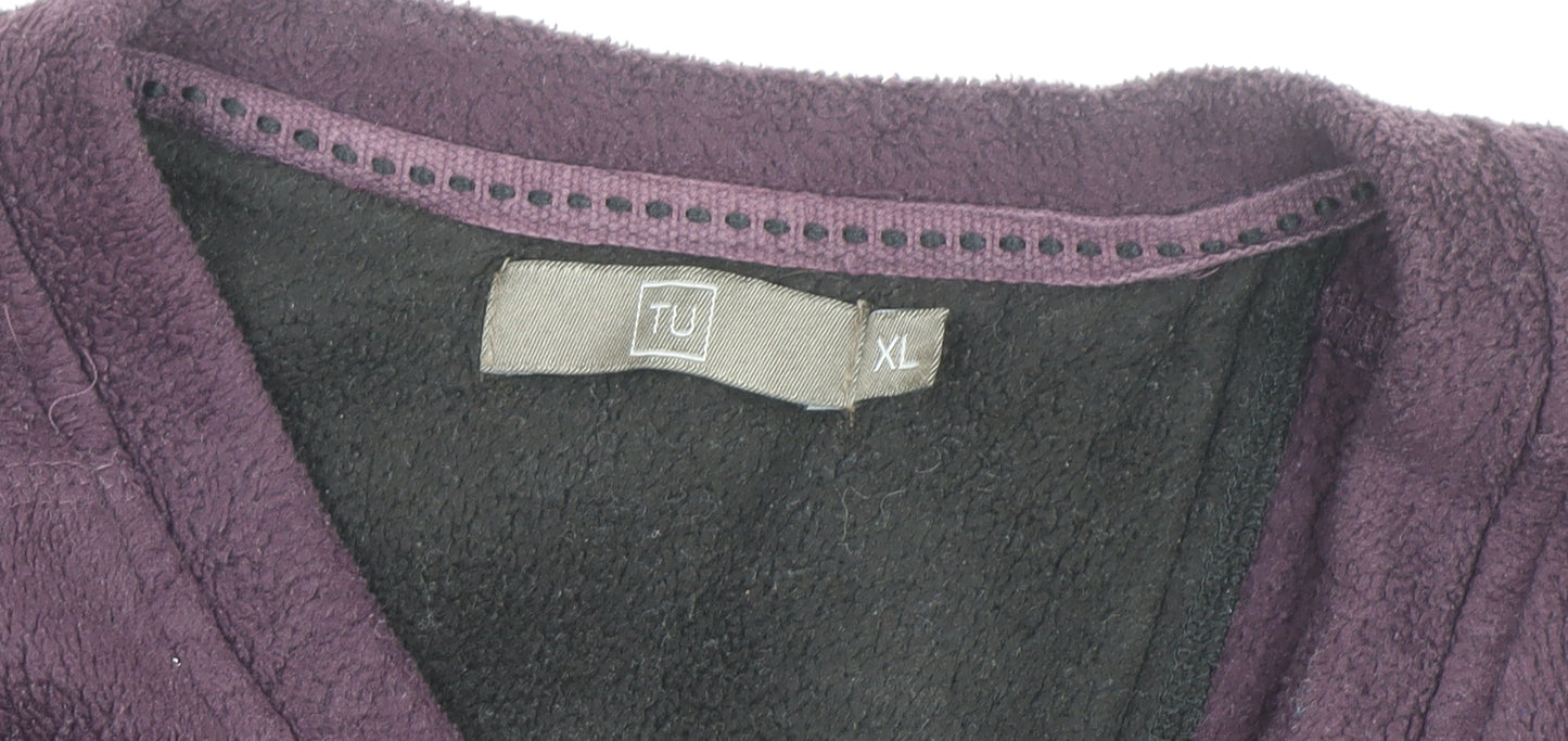 TU Men's Purple Fleece V-Neck Pullover Jumper XL