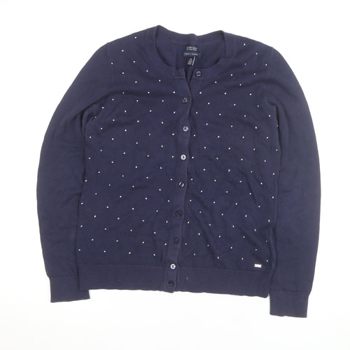 Tommy Hilfiger Women's Blue Cotton Studded Cardigan Size S