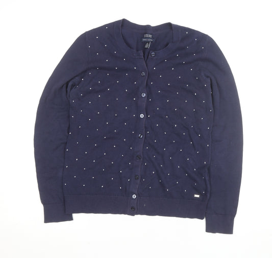 Tommy Hilfiger Women's Blue Cotton Studded Cardigan Size S