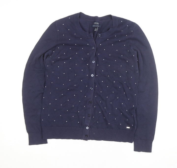 Tommy Hilfiger Women's Blue Cotton Studded Cardigan Size S