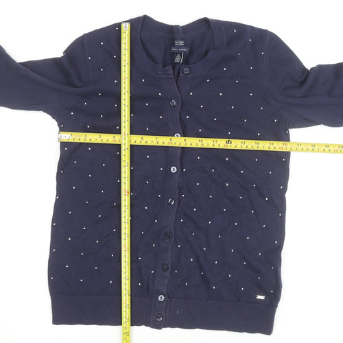 Tommy Hilfiger Women's Blue Cotton Studded Cardigan Size S