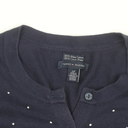 Tommy Hilfiger Women's Blue Cotton Studded Cardigan Size S