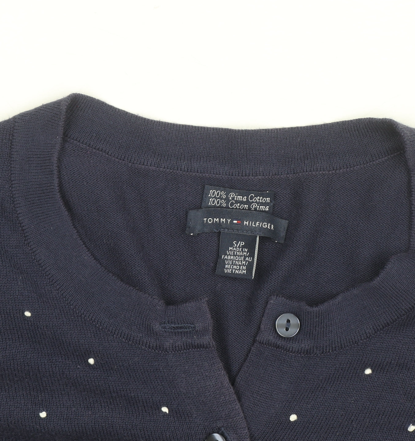 Tommy Hilfiger Women's Blue Cotton Studded Cardigan Size S