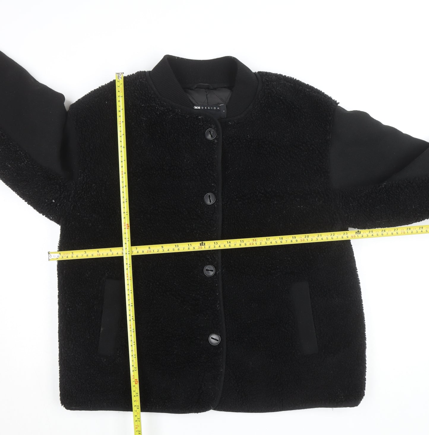 ASOS DESIGN Men's Black Faux Fur Bomber Jacket Size S
