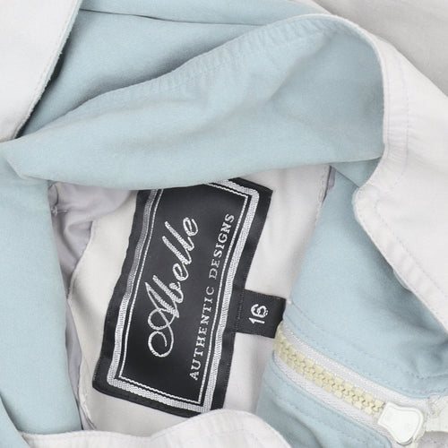 Aberille Unisex White Hooded Rain Coat Size 16 Mid-Length Cotton Blend
