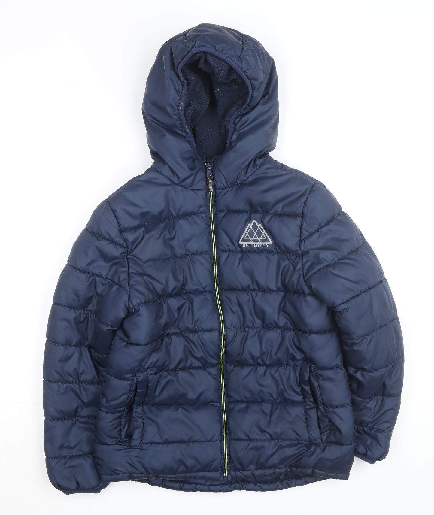 Studio Boys Blue Hooded Puffer Jacket 7-8 Years Polyester Mid-Length